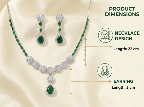 Silver_Green_Premium_Handmade_Teardrop_Zirconia_Stone_American_Diamond_Necklace_And_Earrings_Set_For_Women