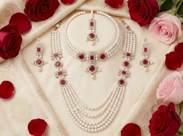 Pearl_White_Red_Alloy_Bridal_Beaded_Necklace_Earrings_Maang_Tikka_Set_For_Women