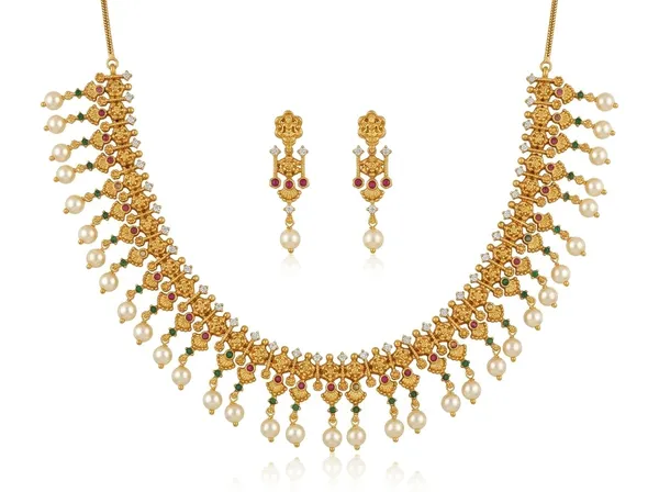 Golden_Alloy_Pearl_Drop_Traditional_Necklace_Earrings_Set_For_Women