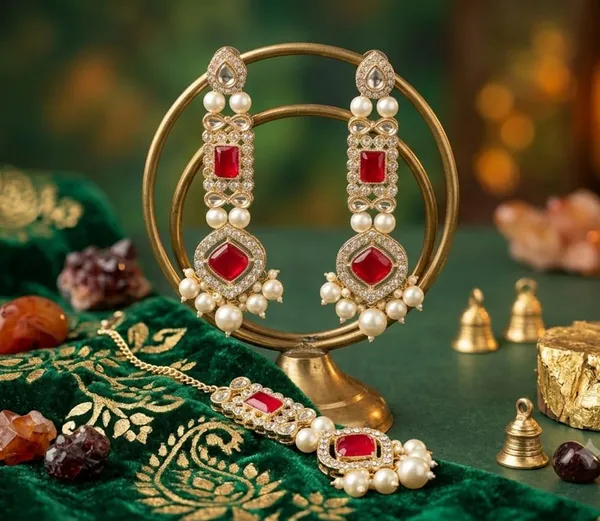 Pearl_White_Red_Alloy_Bridal_Beaded_Necklace_Earrings_Maang_Tikka_Set_For_Women