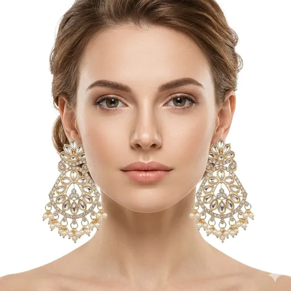 Gold_Alloy_Floral_Pearl_Drop_Chandelier_Earrings_For_Women