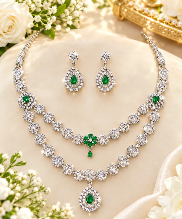 Emerald_Handmade_Premium_Elegant_Green_Cubic_Zirconia_American_Diamond_Necklace_Set
