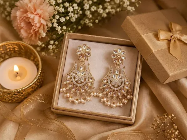 Silver_Gold_Alloy_Floral_Teardrop_Chandelier_Earrings_For_Women