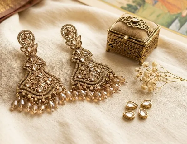 Gold_Alloy_Chandelier_Teardrop_Drop_Earrings_For_Women