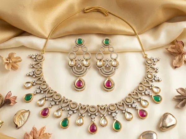 Gold_Multicolor_Alloy_Kundan_Necklace_And_Earrings_Set_For_Women