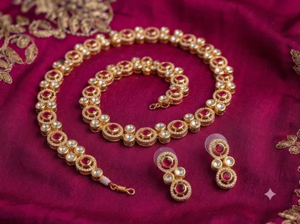 Golden_Red_Stone_Premium_Handmade_Kunden_Necklace_And_Earrings_Set_For_Women