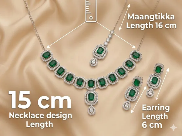 Silver_Green_Alloy_Stone_Necklace_Earrings_Maang_Tikka_Set_For_Women
