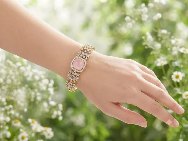 Gold-Plated_Pink_American_Diamond_Handmade_Premium_Bracelet