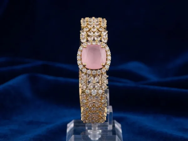 Gold-Plated_Pink_American_Diamond_Handmade_Premium_Bracelet