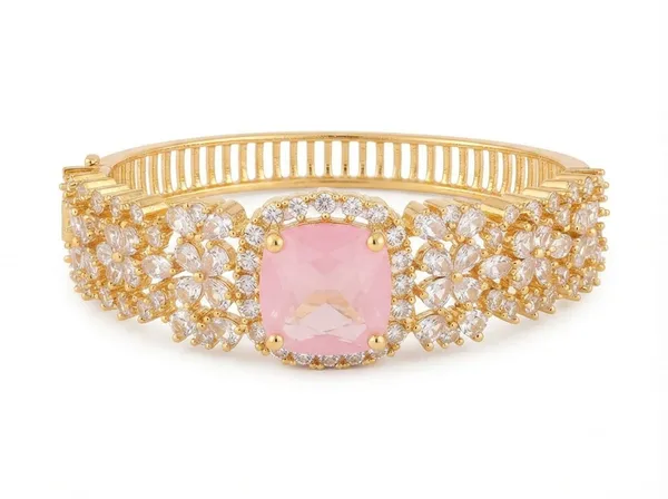 Gold-Plated_Pink_American_Diamond_Handmade_Premium_Bracelet