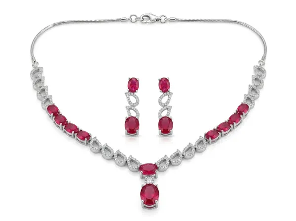 Silver_Red_Alloy_Red_Stone_Loop_Drop_Earrings_For_Women
