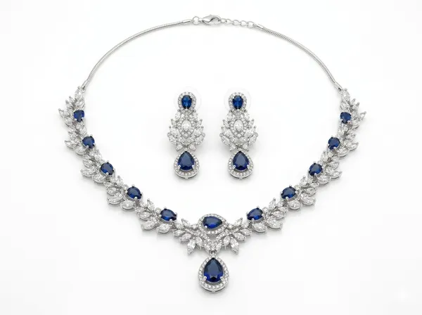 Silver_Blue_Premium_Handmade_American_Diamond_Floral_Cubic_Zirconia_Necklace_Earrings_Set_For_Women