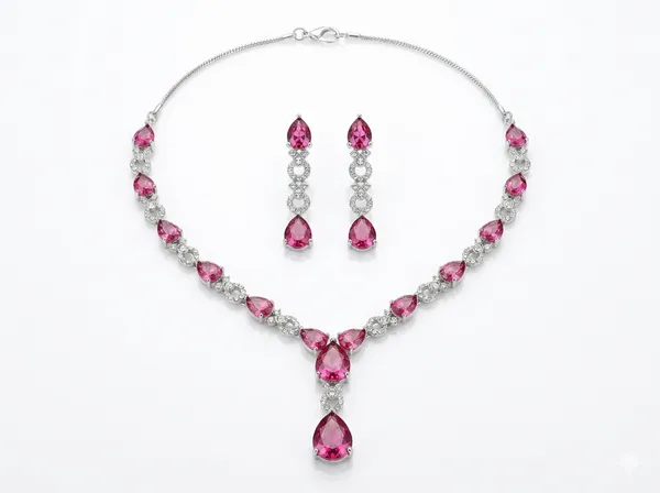 Silver_Red_Alloy_Teardrop_Stone_Necklace_Earrings_Set_For_Women