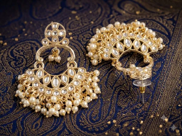 Gold_Alloy_Pearl_Embellished_Fan_Chandelier_Earrings_For_Women