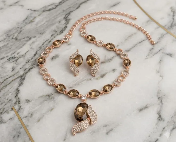 Rose_Gold_Alloy_Crystal_Leaf_Necklace_And_Earrings_Set_For_Women