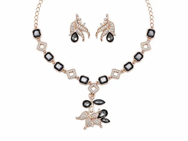 Rose_Gold_Alloy_Smoky_Grey_Crystal_Necklace_And_Earrings_Set_For_Women