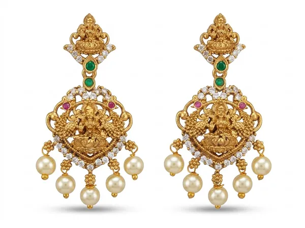 Golden_Alloy_Antique_Traditional_Temple_Necklace_And_Earrings_Set_For_Women