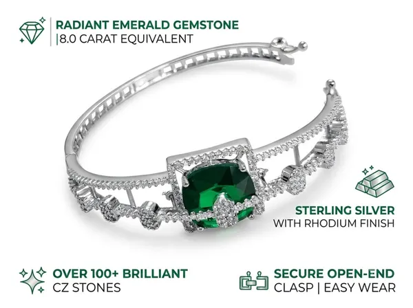 Silver_Green_Alloy_Crystal_Green_Stone_Bangle_Bracelet_For_Women