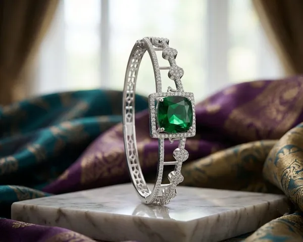 Silver_Green_Alloy_Crystal_Green_Stone_Bangle_Bracelet_For_Women