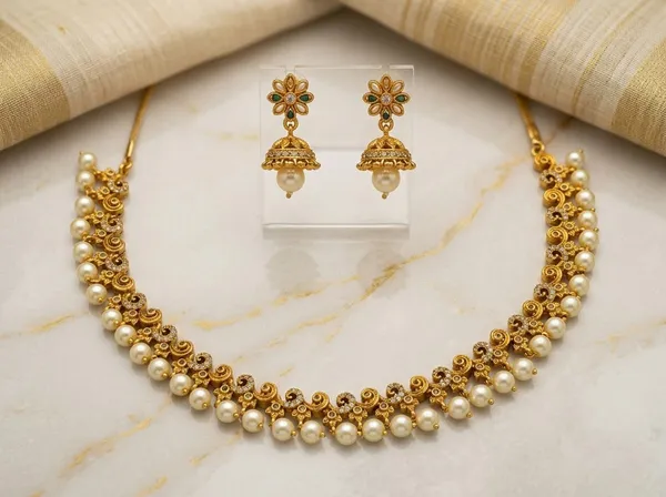 Golden_Alloy_Temple_Floral_Necklace_And_Jhumka_Earrings_Set_For_Women