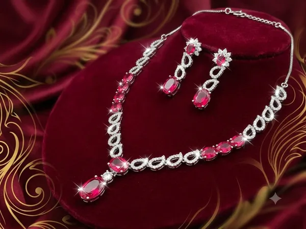 Silver_Red_Alloy_Red_Stone_Loop_Drop_Earrings_For_Women