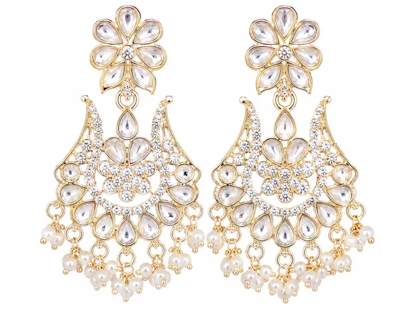 Silver_Gold_Alloy_Floral_Teardrop_Chandelier_Earrings_For_Women