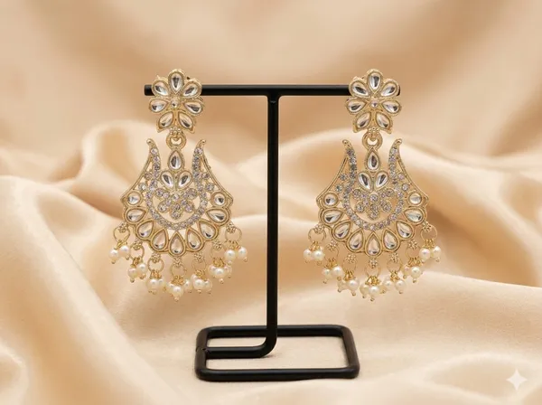 Silver_Gold_Alloy_Floral_Teardrop_Chandelier_Earrings_For_Women