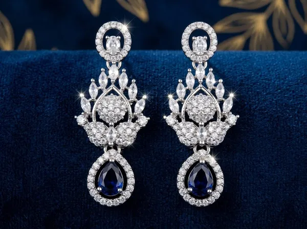 Silver_Blue_Premium_Handmade_American_Diamond_Floral_Cubic_Zirconia_Necklace_Earrings_Set_For_Women