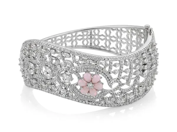 Silver_Pink_Alloy_Floral_Openwork_Crystal_Cuff_Bracelet_For_Women