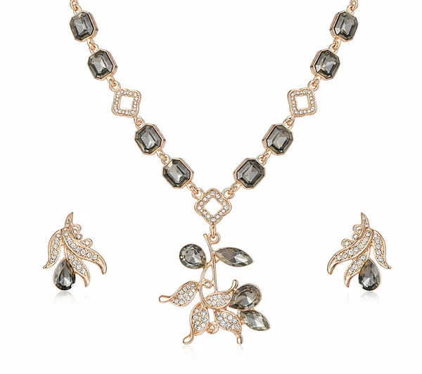 Rose_Gold_Alloy_Smoky_Grey_Crystal_Necklace_And_Earrings_Set_For_Women