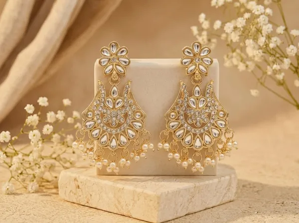 Silver_Gold_Alloy_Floral_Teardrop_Chandelier_Earrings_For_Women
