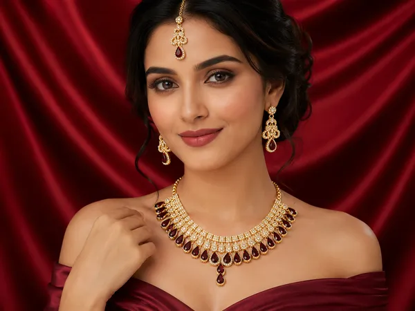 Gold_Red_Alloy_Teardrop_Stone_Necklace_Earrings_Maang_Tikka_Set_For_Women