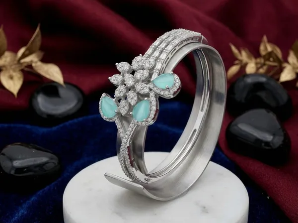 Silver_Turquoise_Alloy_Floral_Aqua_Stone_Open_Cuff_Bracelet_For_Women