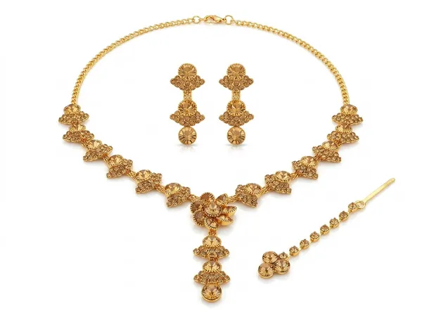 Golden_Alloy_Traditional_Floral_Necklace_Earrings_Maang_Tikka_Set_For_Women