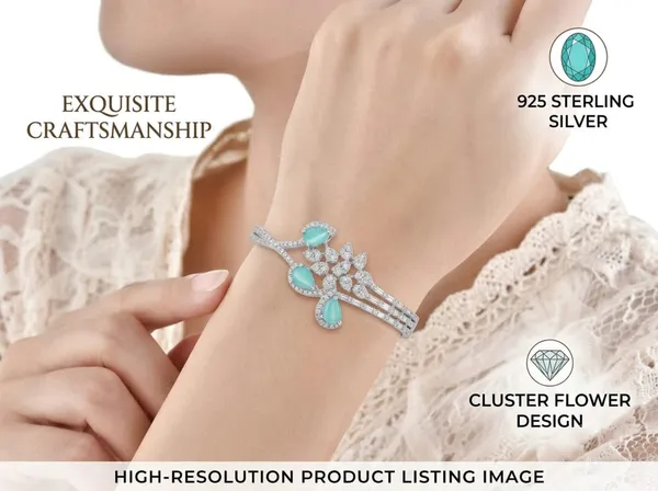 Silver_Turquoise_Alloy_Floral_Aqua_Stone_Open_Cuff_Bracelet_For_Women