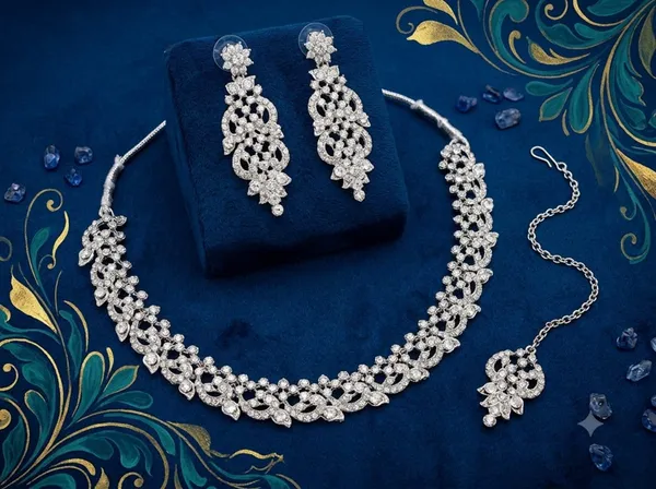 Silver_Alloy_Crystal_Floral_Necklace_Earrings_Maang_Tikka_Set_For_Women