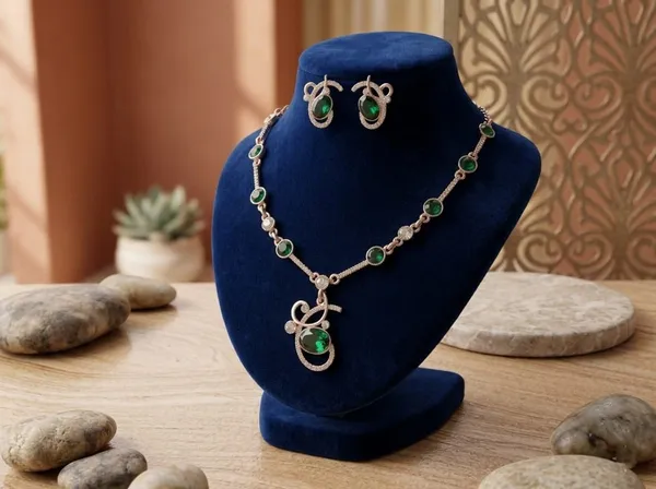Gold_Green_Alloy_Oval_Stone_Necklace_And_Earrings_Set_For_Women