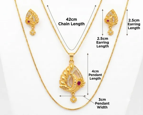 Gold_Alloy_Floral_Pendant_Necklace_And_Earrings_Set_For_Women