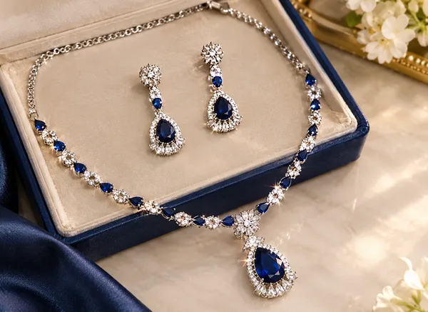 Royal_Blue_Teardrop_Emerald_Elegance_Green_cubic_Zirconia_Premium_Light_Weight_Necklace_Set