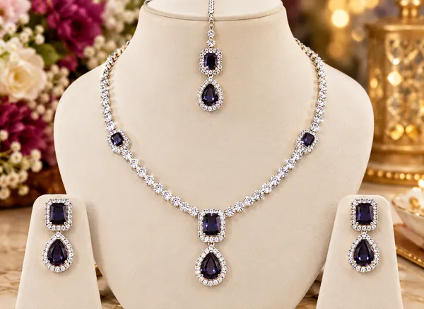 Royal_Blue_Teardrop_Emerald_Elegance_cubic_Zirconia_Handmade_Light_Weight_Necklace_Set