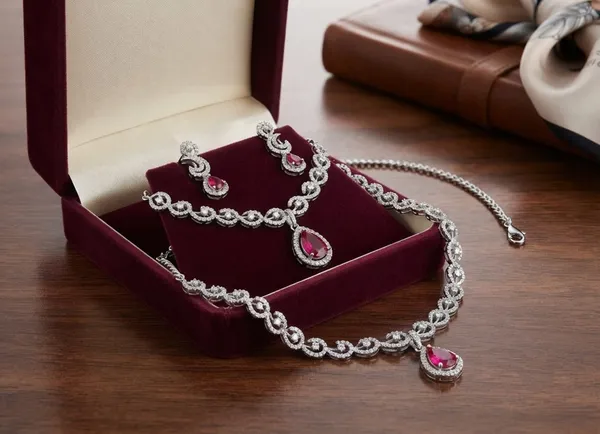 Ruby_Red_Teardrop_Premium_Light_Weight_American_Diamond_Necklace_Set