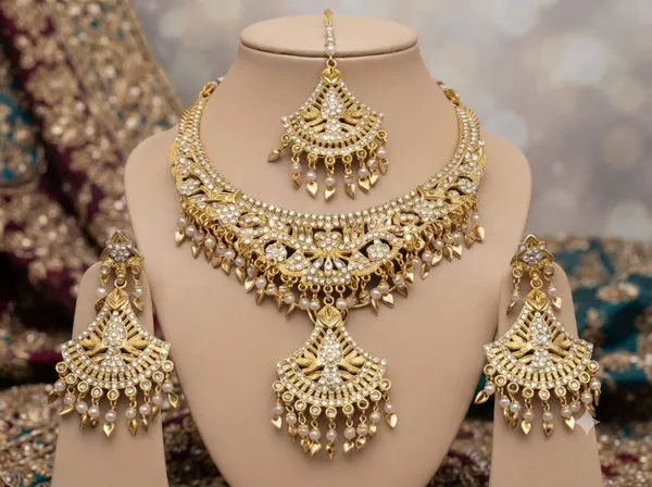 Golden_Alloy_Bridal_Layered_Necklace_Earrings_Maang_Tikka_Set_For_Women