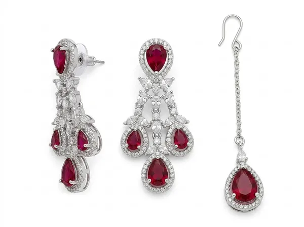 Silver_Red_Alloy_Teardrop_Red_Stone_Necklace_And_Earrings_Set_For_Women