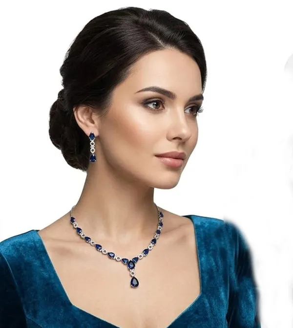Silver_Blue_Alloy_Blue_Teardrop_Stone_Necklace_And_Earrings_Set_For_Women