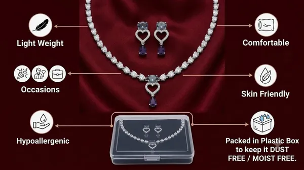 Silver_Purple_Alloy_Heart_Gemstone_Necklace_And_Earrings_Set_For_Women
