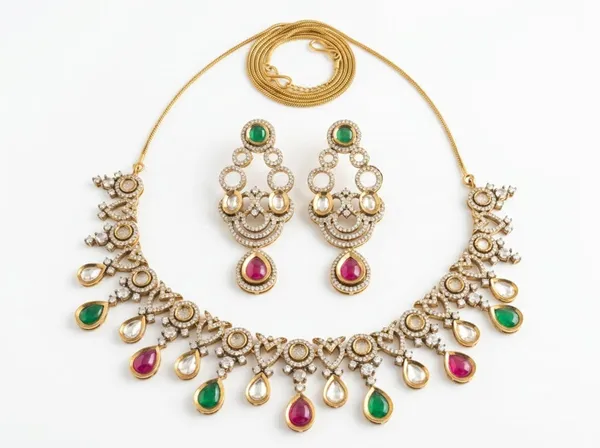 Gold_Multicolor_Alloy_Kundan_Necklace_And_Earrings_Set_For_Women