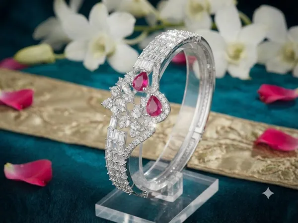 Silver_Pink_American_Diamond_Embellished_Cuff_Bracelet_For_Women
