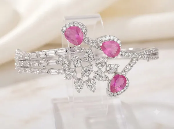 Silver_Pink_American_Diamond_Embellished_Cuff_Bracelet_For_Women