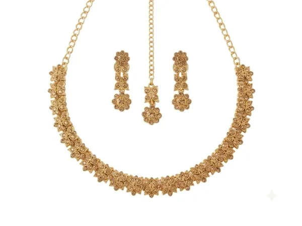 Golden_Alloy_Floral_Motif_Necklace_Earrings_Maang_Tikka_Set_For_Women