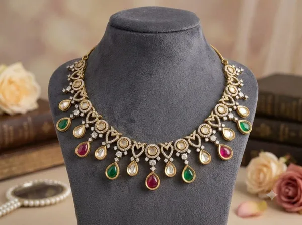 Gold_Multicolor_Alloy_Kundan_Necklace_And_Earrings_Set_For_Women